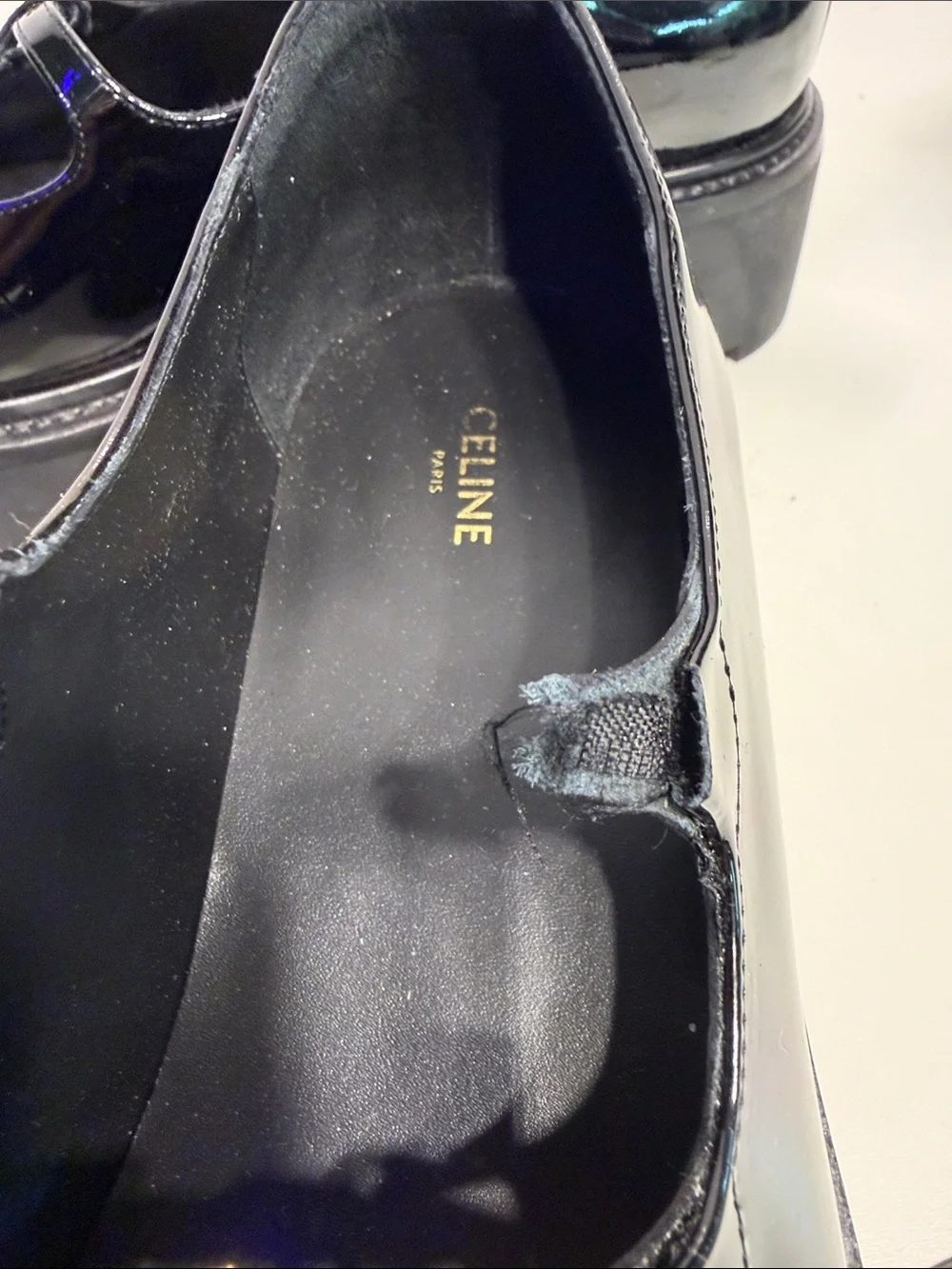 CELINE 39.5 Black Patent Platform Mary Jane Shoes
